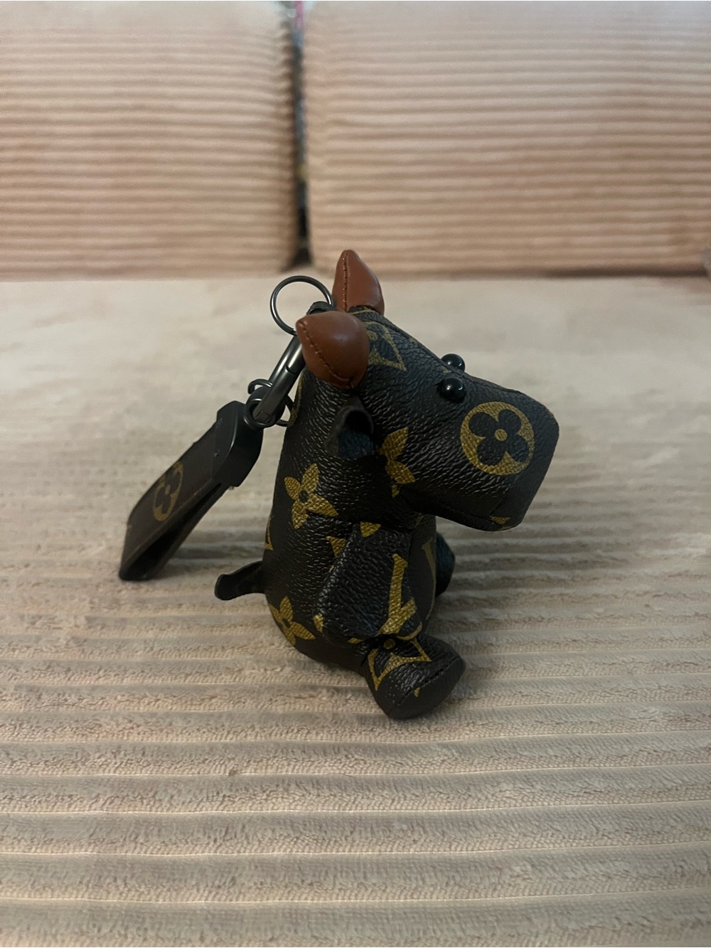 Luxury Monogram Cow Bag Charm - Brown/Gold Accents Key Chain - Picture 5 of 5